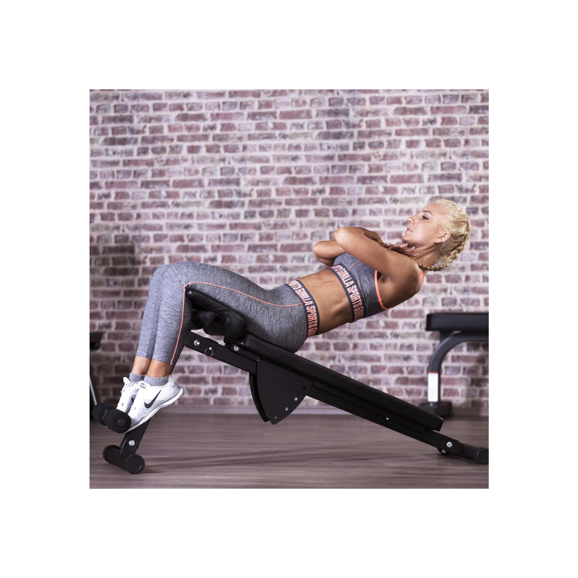 GORILLA SPORTS COMBINATION HYPEREXTENSION BENCH AND ABDOMINAL BENCH | BODYBUILDING