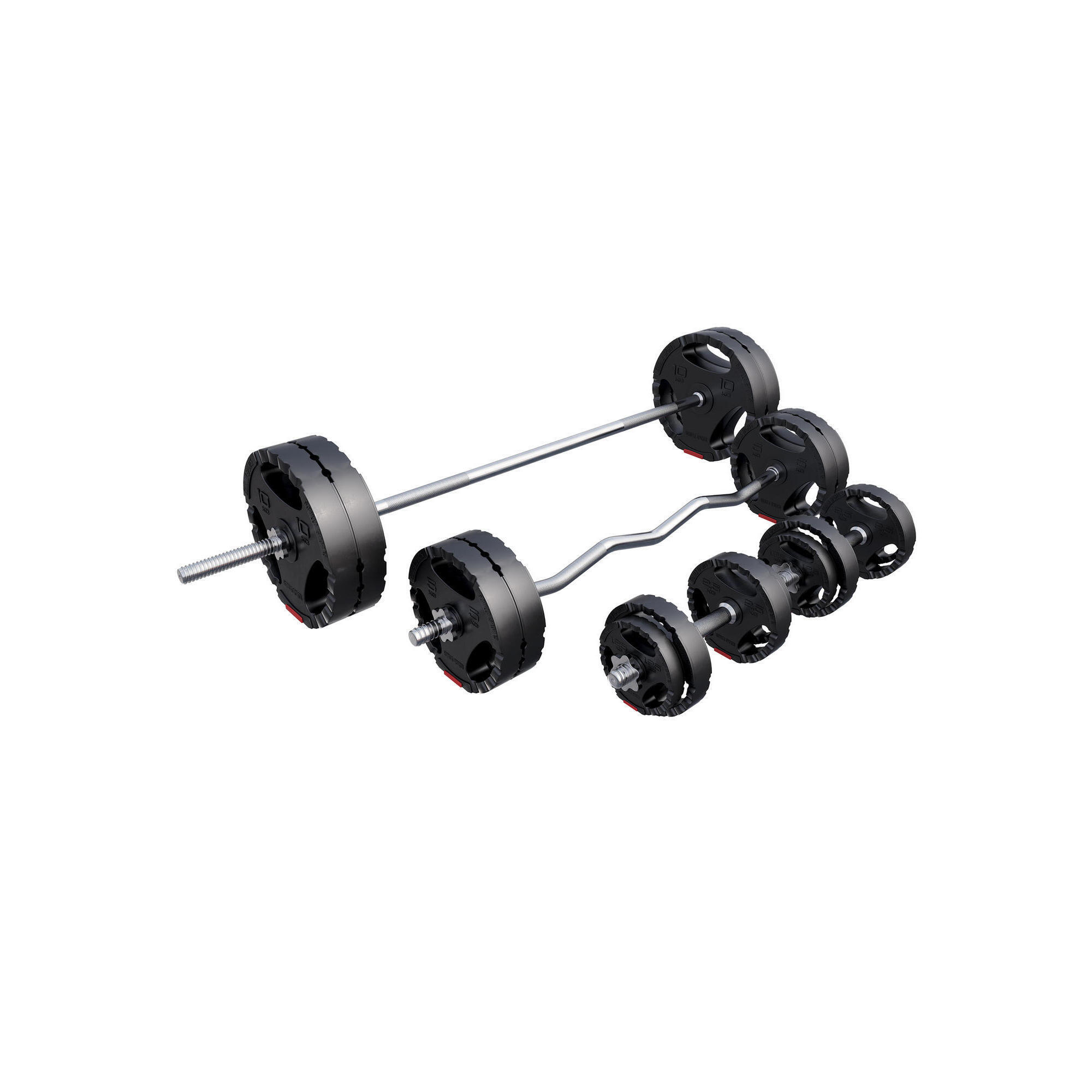 GORILLA SPORTS Kit Completo Musculación Gorilla Sports 100Kg  Discos Triple Agarre