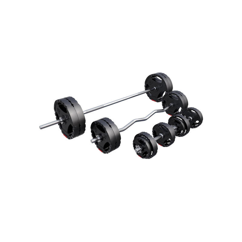 Gorilla Sports® -Banco Musculación con Kit de Pesas 100 Kg