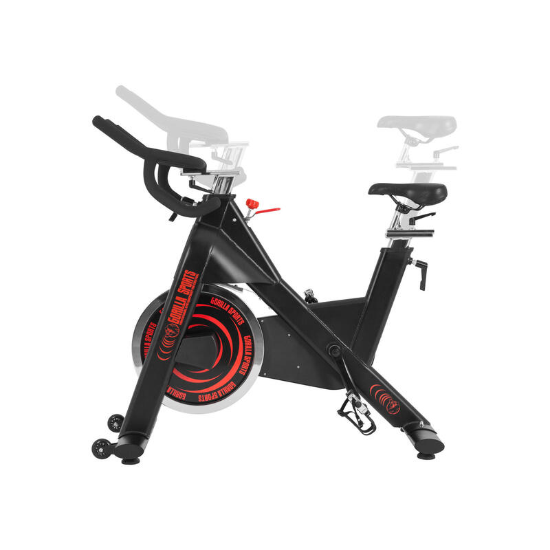 Gorilla Sports Indoor Cycling Bike Deluxe Zwart / rood verstelbaar