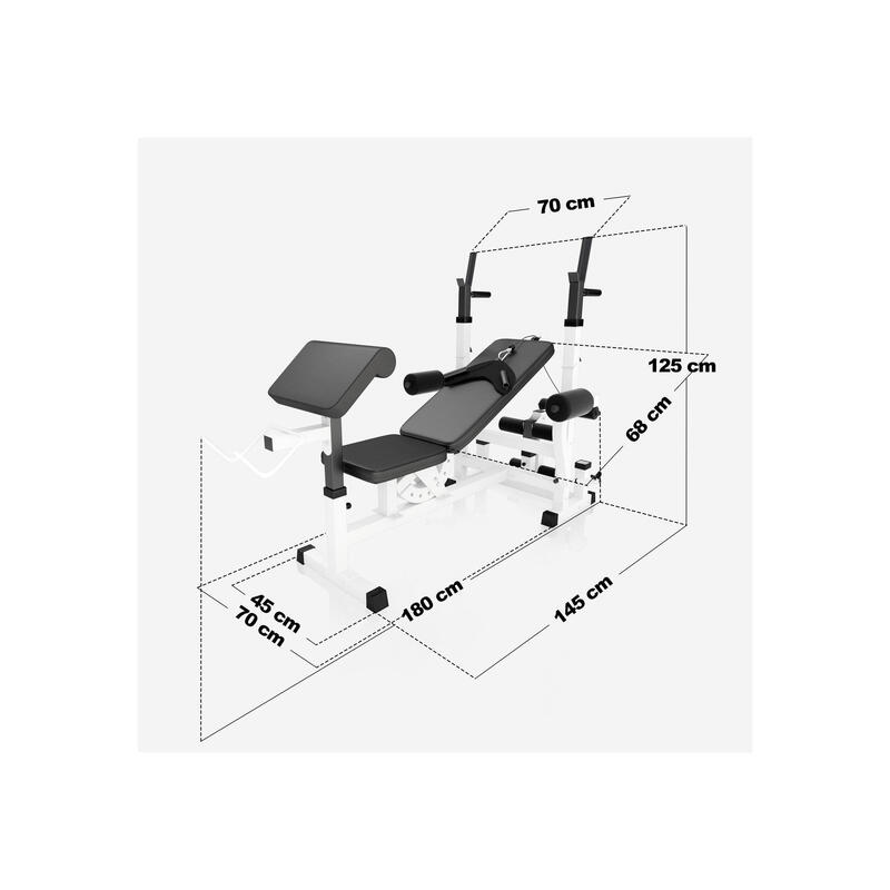 Banc de musculation universel GS005 + set d´haltères de 108 KG (haltère long, ha