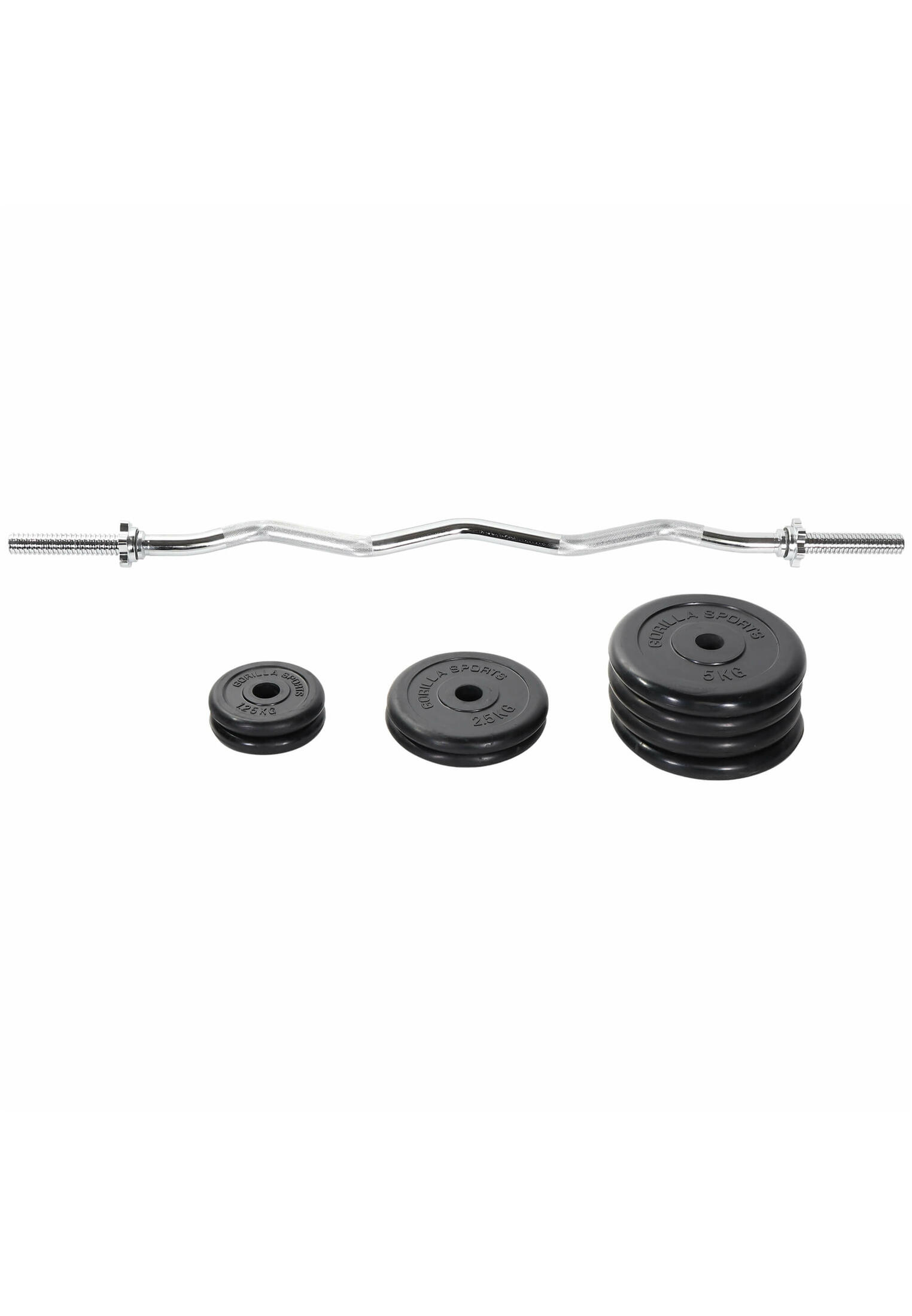 KIT HALTÈRE 35KG AVEC BARRE CURL + DISQUES CAOUTCHOUC | MUSCULATION 3/7