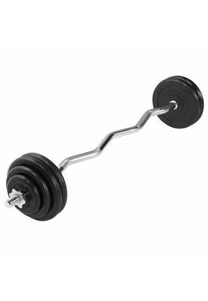 KIT HALTÈRE 35KG AVEC BARRE CURL + DISQUES CAOUTCHOUC | MUSCULATION