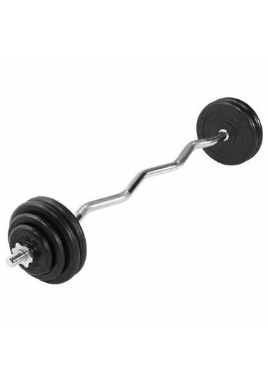 KIT HALTÈRE 35KG AVEC BARRE CURL + DISQUES CAOUTCHOUC | MUSCULATION