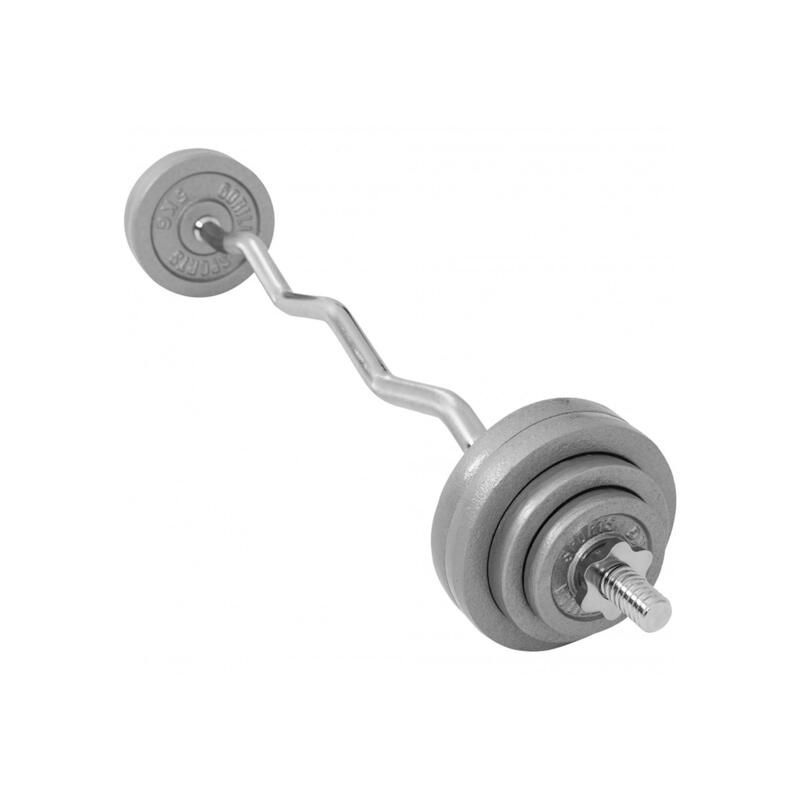 SET D'HALTÈRES BARRE CURL 35KG | DISQUES EN FONTE + BARRES | MUSCULATION