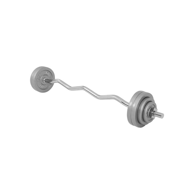 SET D'HALTÈRES BARRE CURL 35KG | DISQUES EN FONTE + BARRES | MUSCULATION