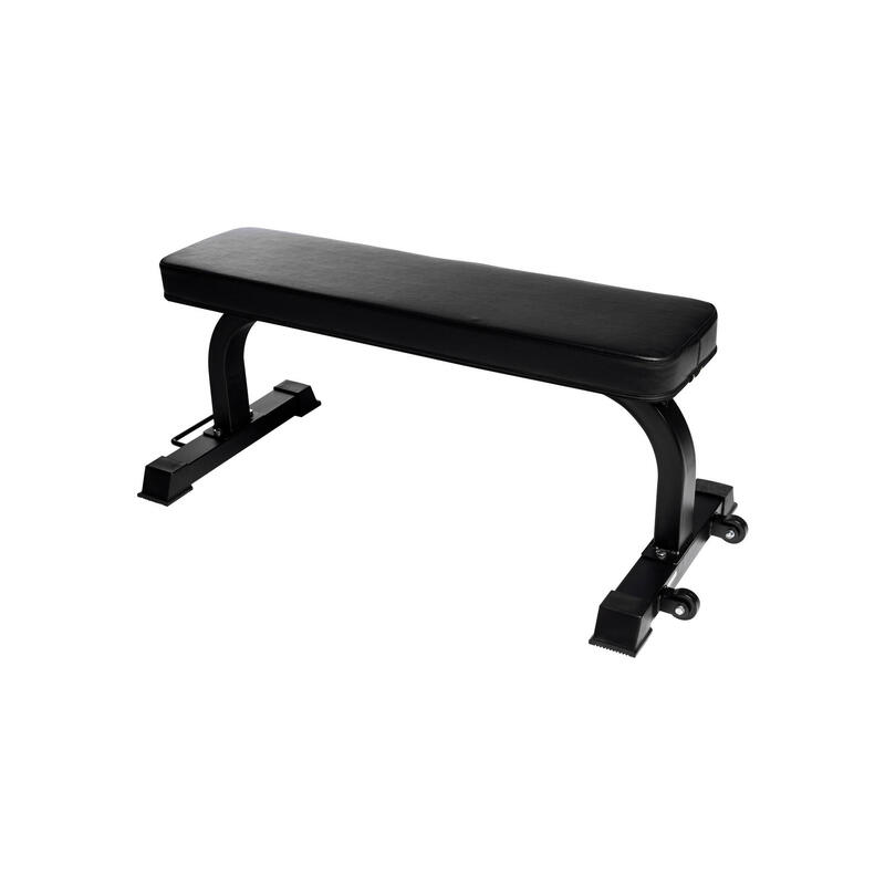 BANC PLAT NOIR A ROULETTES | MUSCULATION