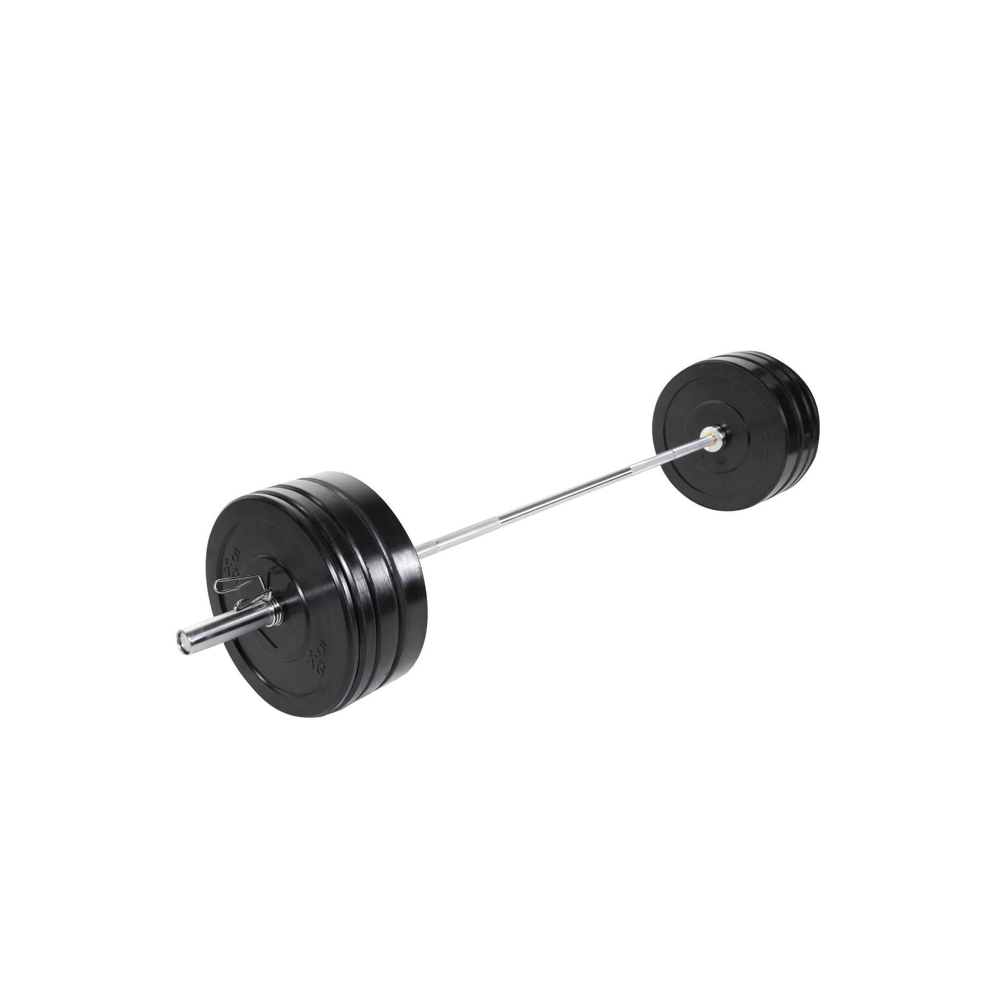 Gorilla Sports - Set D'Haltere Olympique Semi Pro Avec Poids Bumper 140 Kg | Musculation - Kit Haltères - >80 Kg - Decathlon