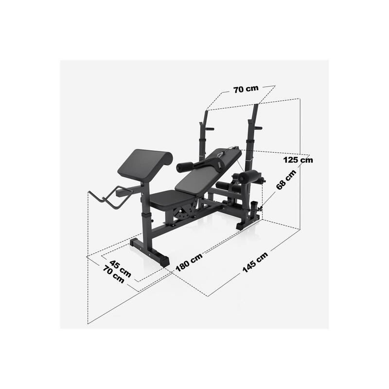 Fitnessbank Zwart Met Gewichten 100 kg - Lat Pulley - Puzzelmat - Complete Set