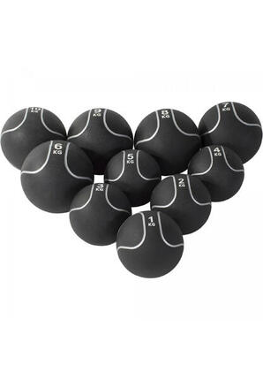 LOT 10 MEDECINE BALL NOIR ET GRIS | MUSCULATION | DE 1KG A 10KG