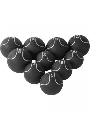LOT 10 MEDECINE BALL NOIR ET GRIS | MUSCULATION | DE 1KG A 10KG