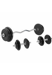 SET DE 68KG AVEC DISQUES EN FONTE CAOUTCHOUC + BARRE CURL 120CM | MUSCULATION