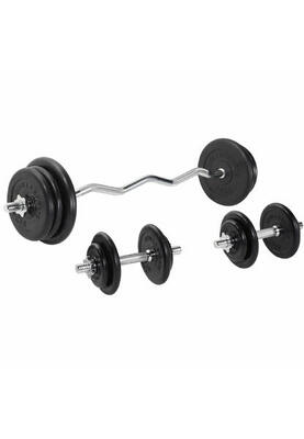 Ez-curlset 70 kg - rubber - halter met gewichten - 30 mm
