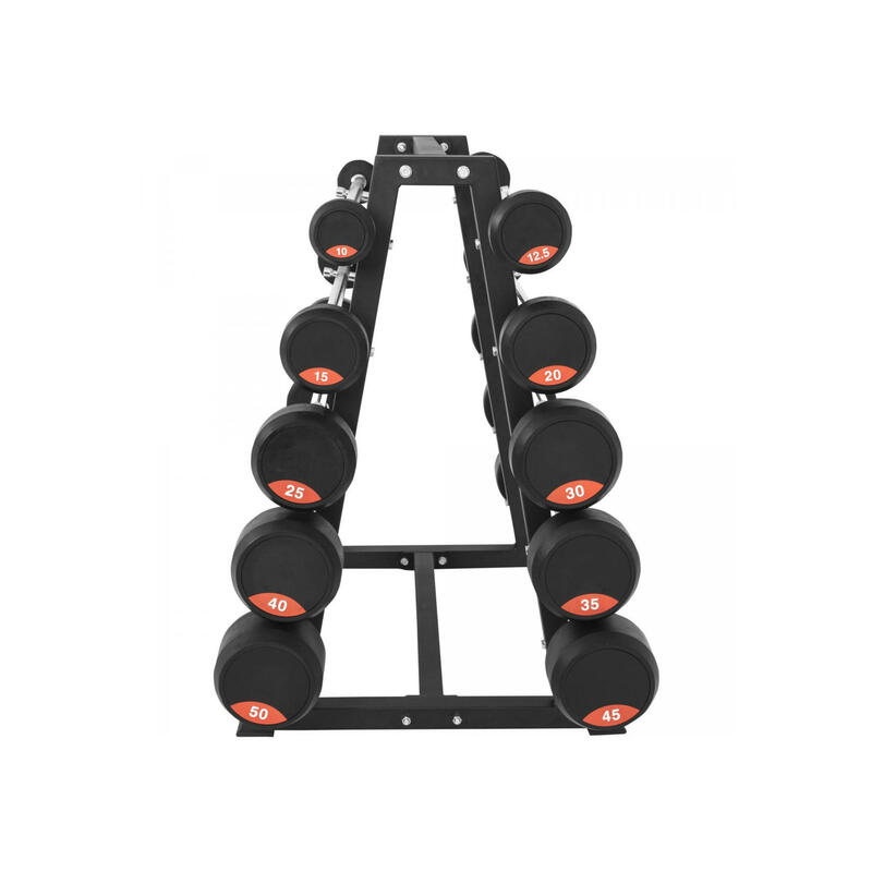 Rubber Barbell Rack inkl. Barbells Gummi 282,5 kg