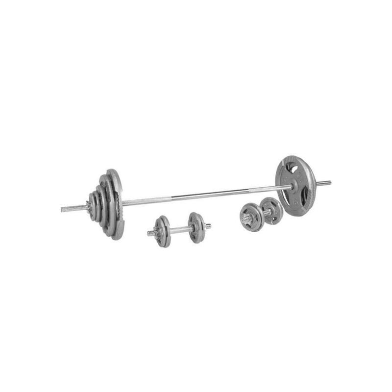 SET D'HALTERES AVEC BARRE LONGUE | 97,5 KG