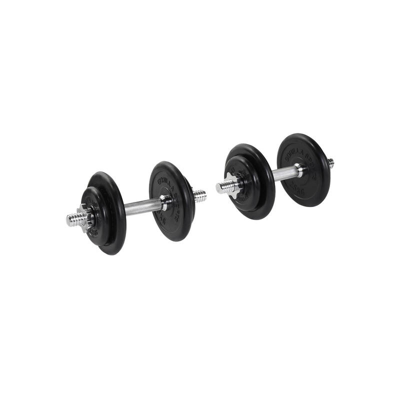 Set haltères courts 20 kg avec disques musculation fitness biceps