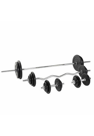 Halterset 108 kg - Gietijzer - Rubber - Halterstang met gewichten - 30 mm