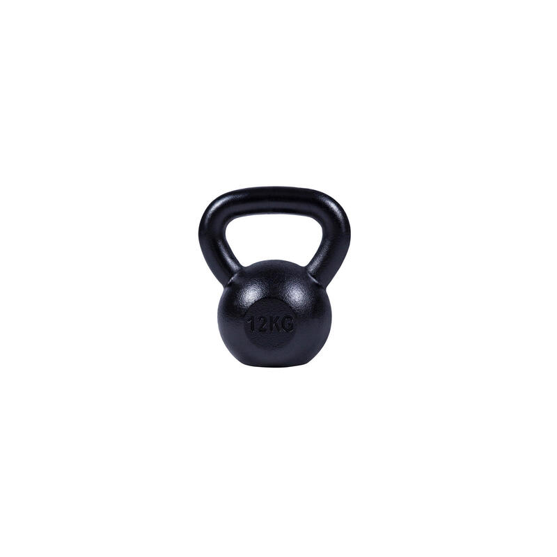 - Kettlebell - 12 kg - Gietijzer Zwart - Extra Stabiel