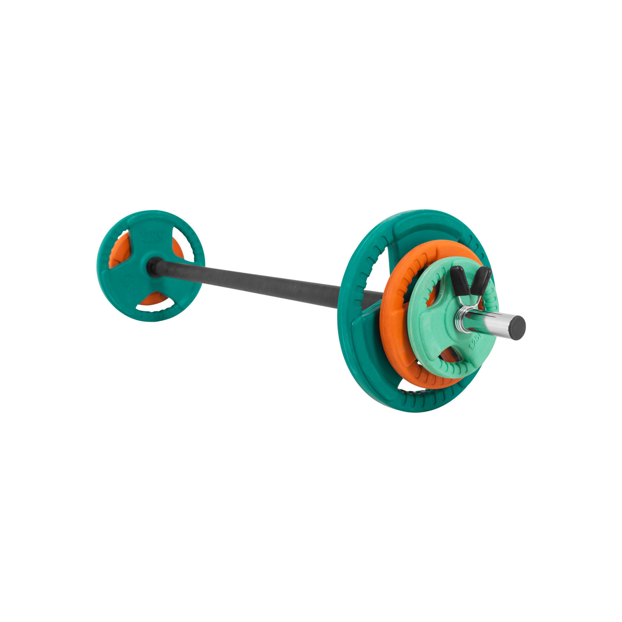 Gorilla Sports - Barre D'Aerobic 130 Cm Poignées Chromées Avec Poids Grip En Caoutchouc | Diamètr - Kit Haltères - Bleu - 19 Kg - Decathlon