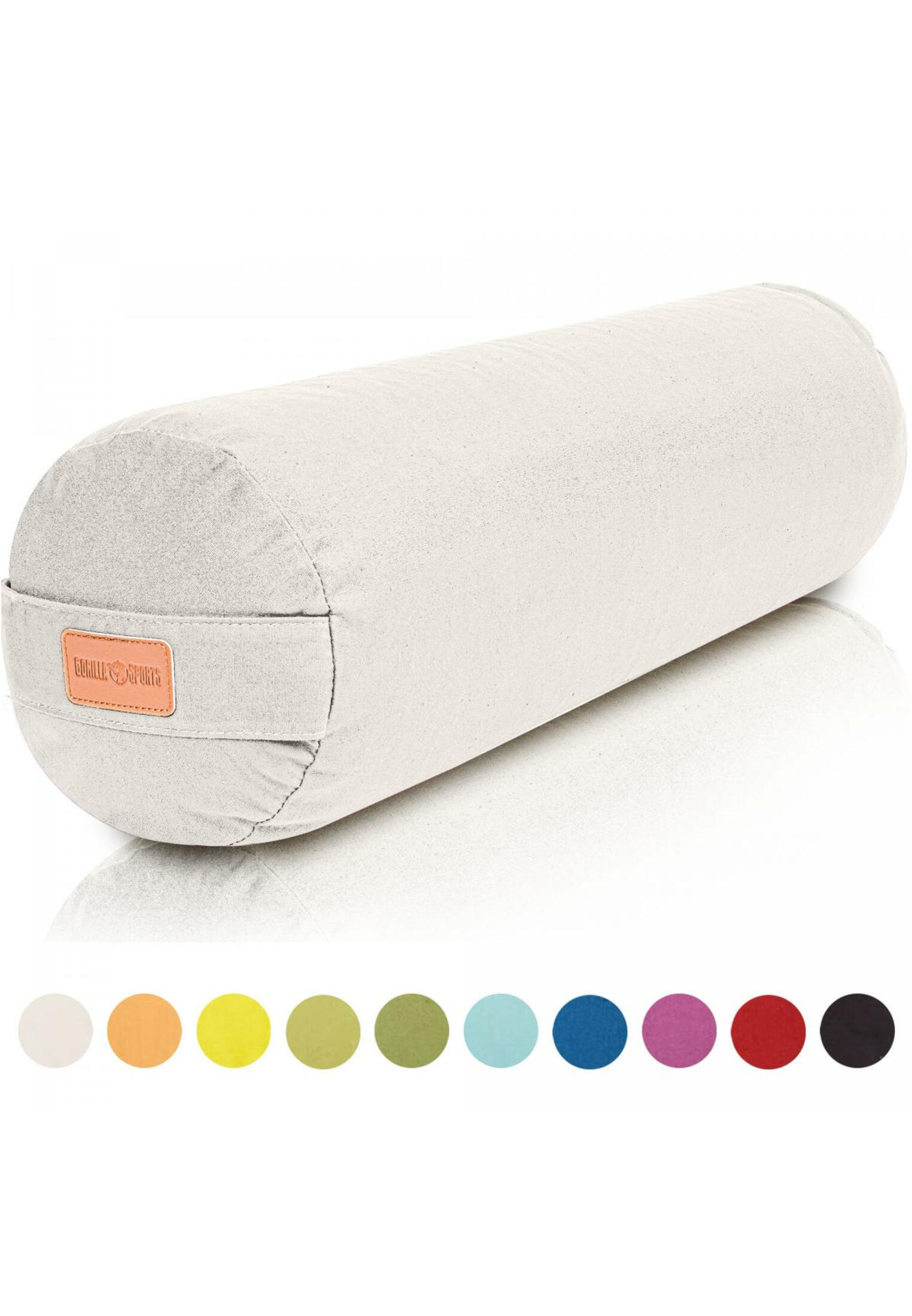 GORILLA SPORTS Yoga Bolster - Zandkleur - 65 x 20 cm - Yoga kussen - Rond