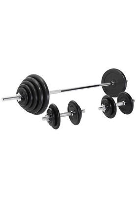 Halterset 100 kg - rubber - halters met gewichten 30 mm