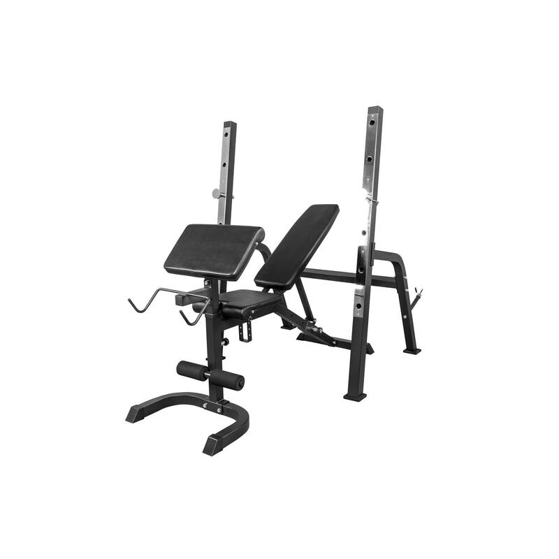 Kit Banco Musculacion y Rack Mancuernas Gorilla Sports Negro