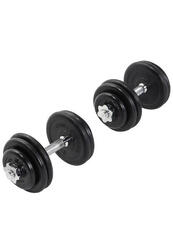 KIT HALTÈRES COURT DE 30 KG AVEC DISQUES REVÊTEMENT CAOUTCHOUC | MUSCULATION