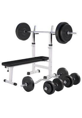 Gorilla sports halterbank + 100 kg halterset - kunststof