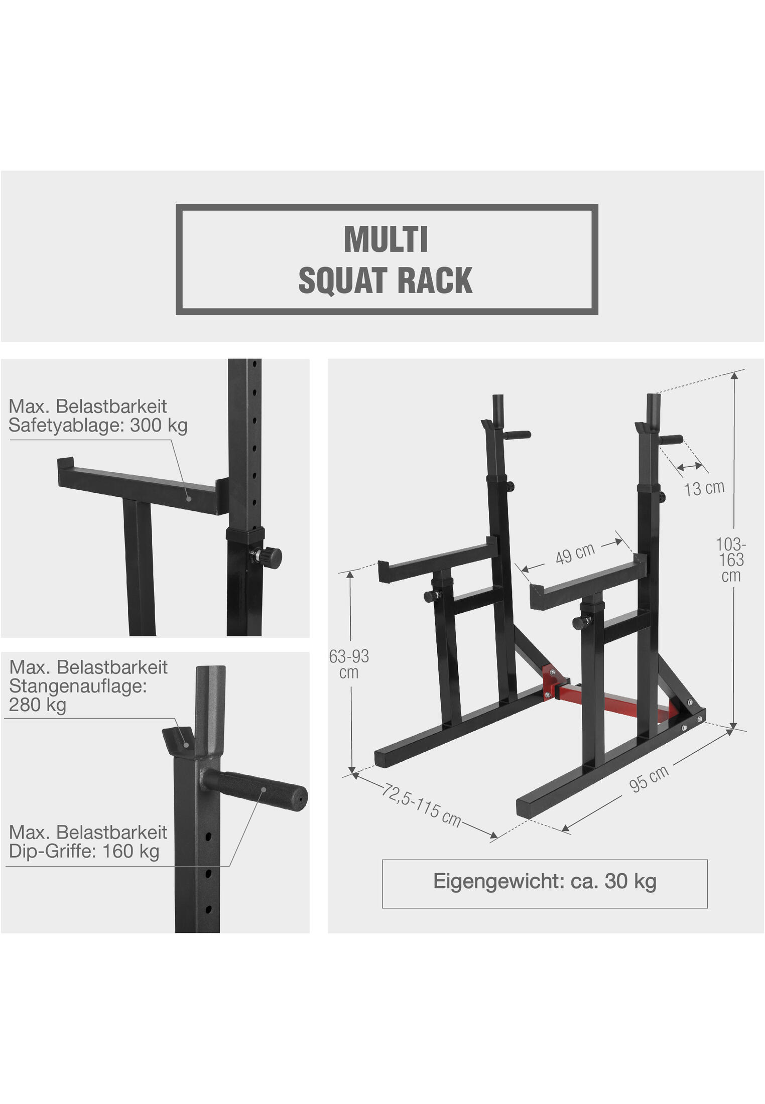 Kit Musculacion 30 Kg con Rack Sentadillas Gorilla Sports Negro/Gris 2/7