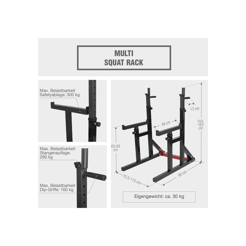 Multi Squat Rack + 40 kg halterset - Halterstang met gewichten