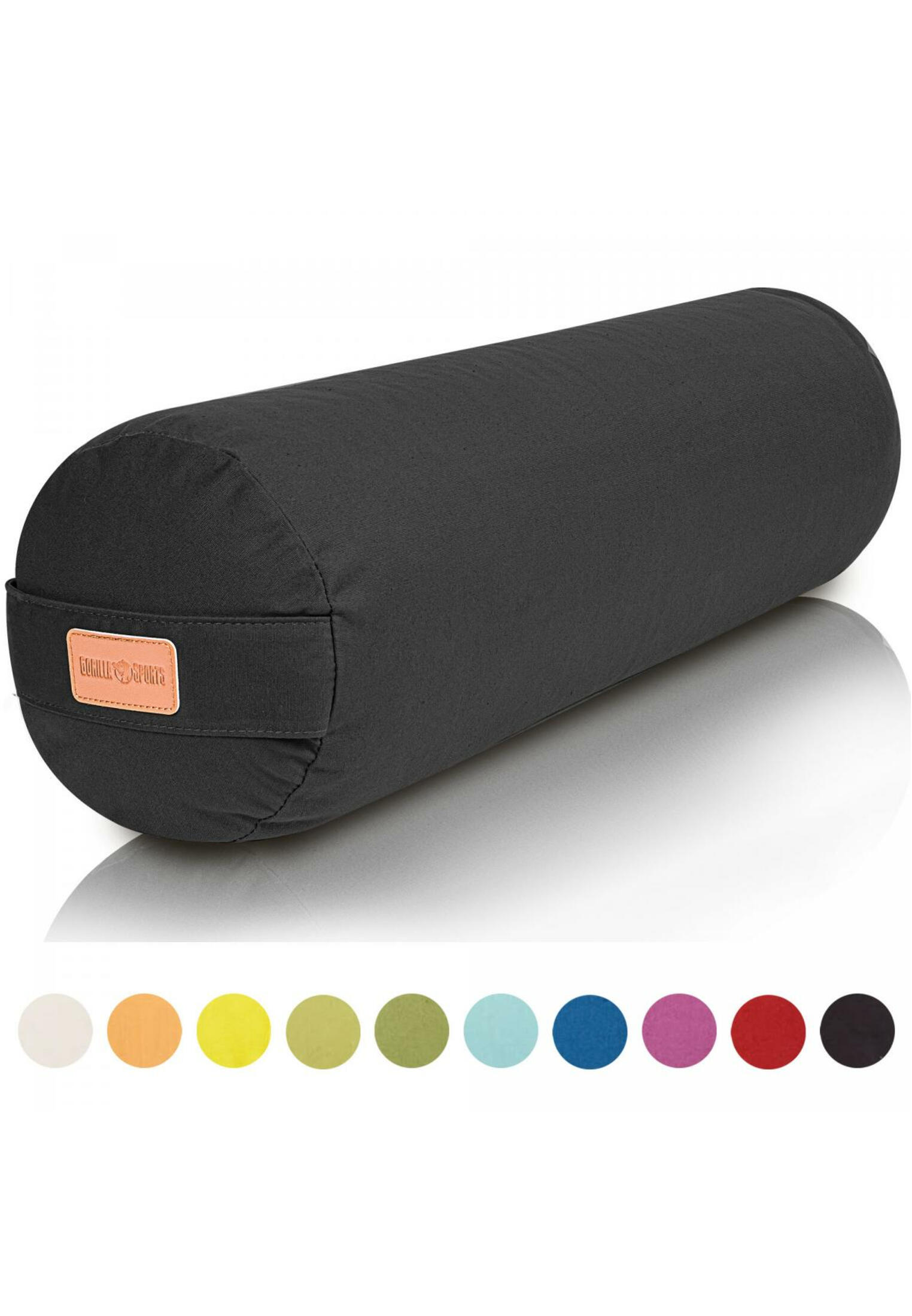 GORILLA SPORTS Yoga Bolster - Zwart - 65 x 20 cm - Yoga kussen - Rond