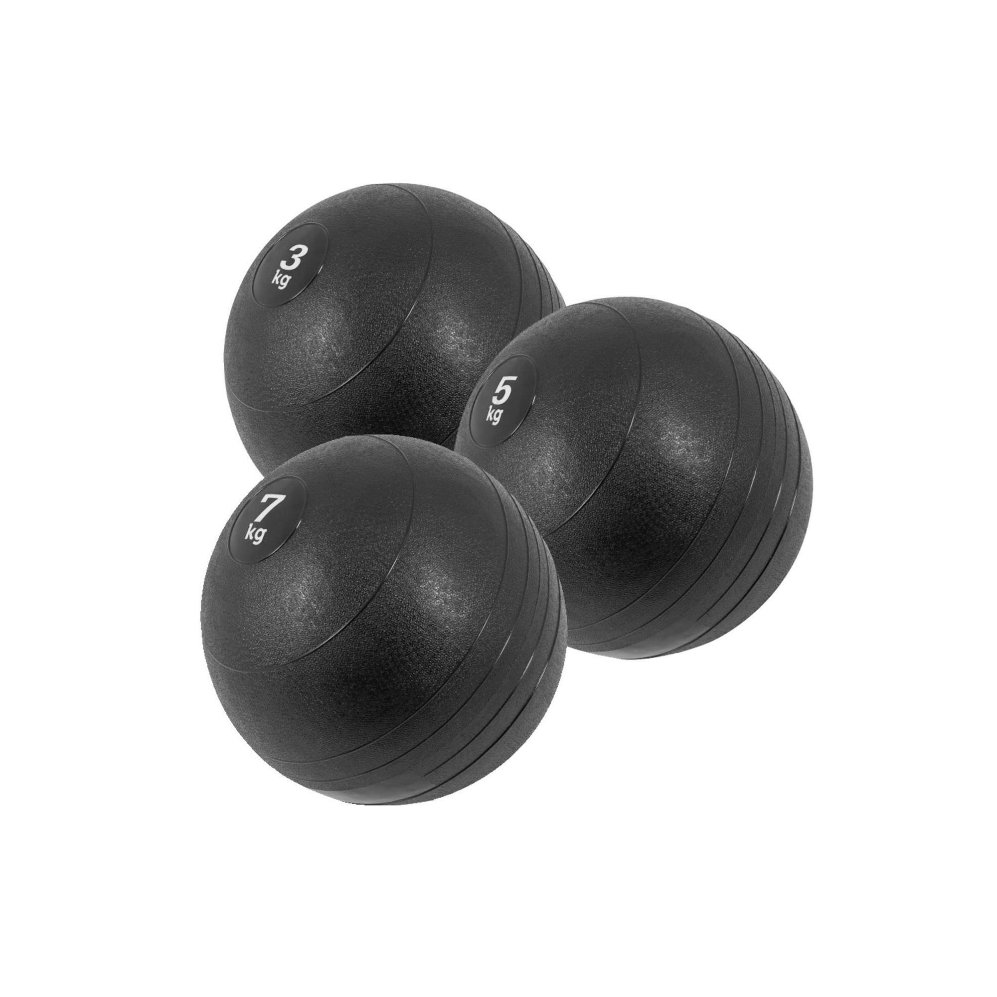 LOT 3 SLAM BALL CAOUTCHOUC | MUSCULATION | POIDS TOTAL 15KG 1/7
