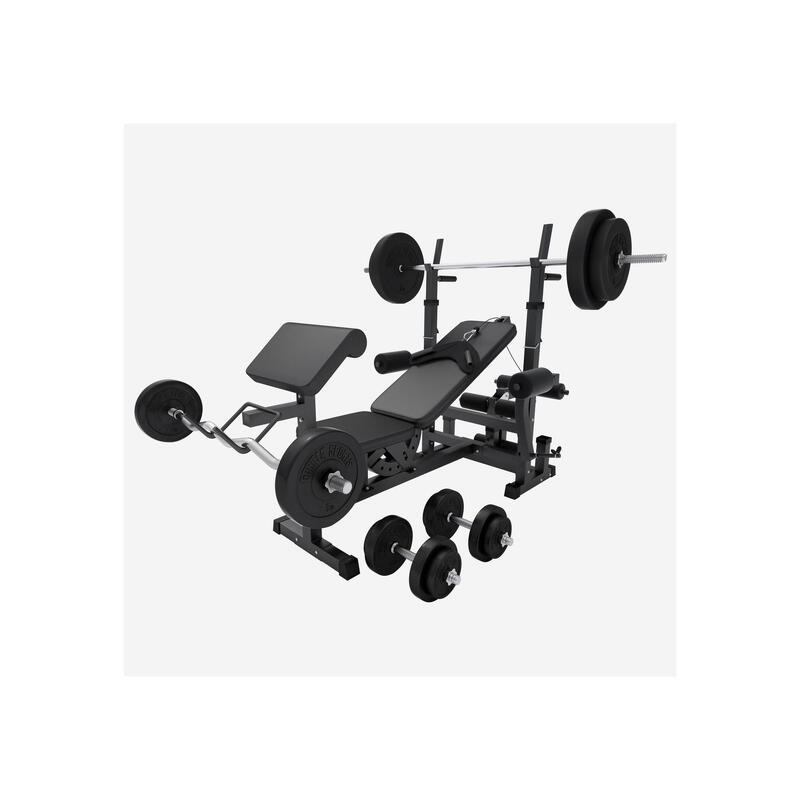 Multiestación Musculación + Kit Pesas Gorilla Sports Negro 100 KG