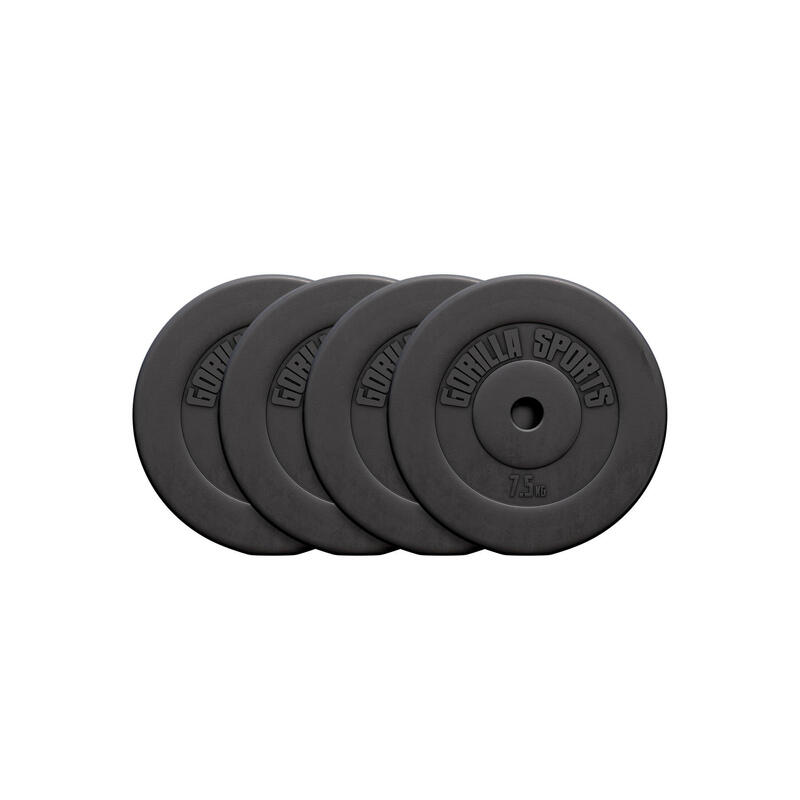 Discos Musculación Pesas Gorilla Sports Negro Plástico  4x7,5 Kg