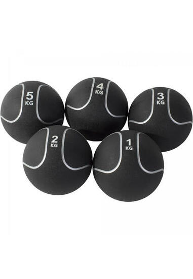 LOT 5 MEDECINE BALL NOIR ET GRIS | MUSCULATION | DE 1KG À 5KG