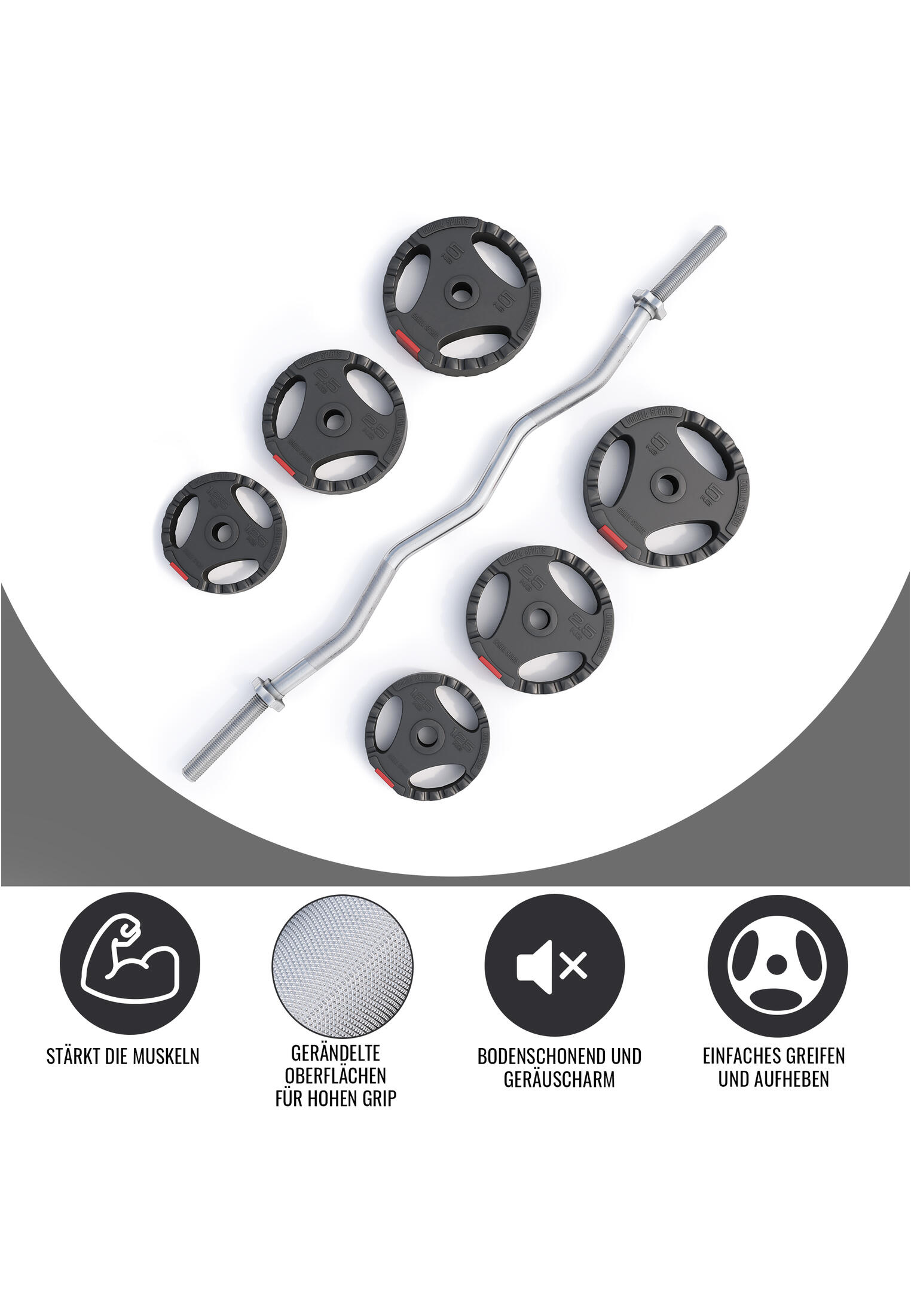Gorilla Sports Nakládací činkový set, 25 kg 4/4