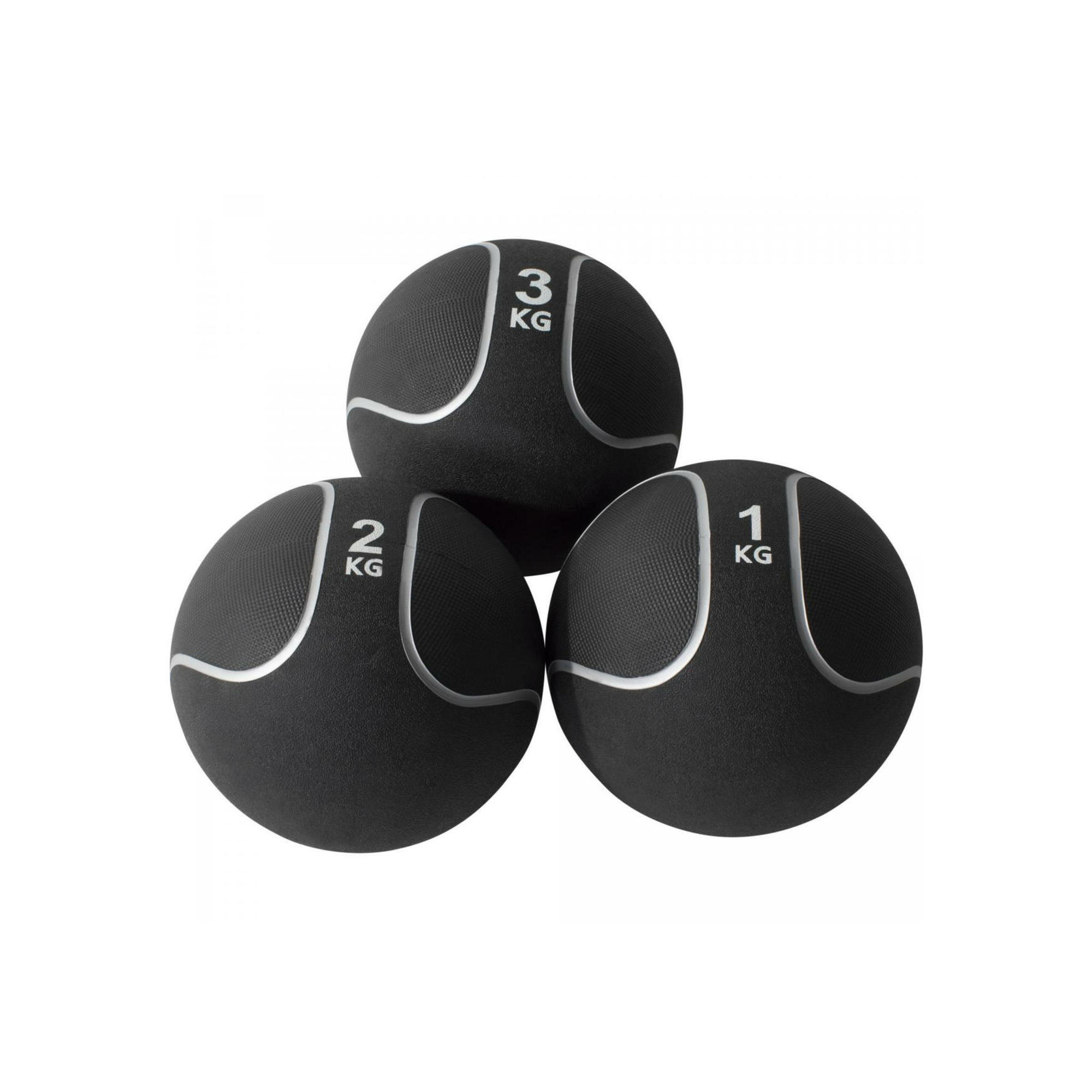 Gorilla Sports - Lot 3 Medecine Ball Noir Et Gris | Musculation | 1kg, 2kg Et 3kg - Médecine Ball - Gris|noir - 6 Kg - Decathlon