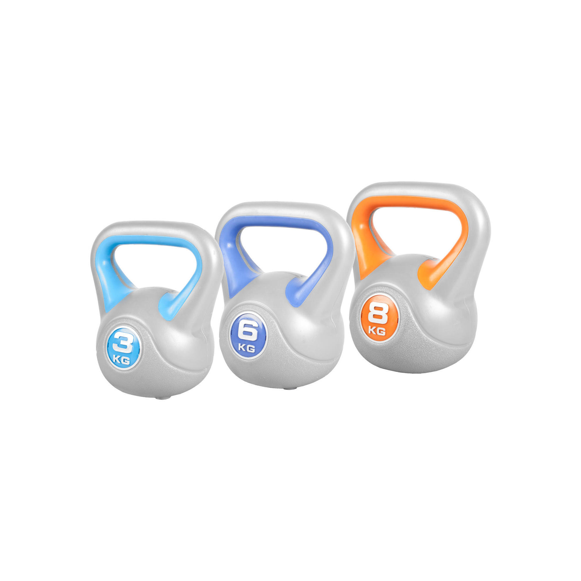 Gorilla Sports - Kettlbells Revetement En Plastique | Fitness Et Musculation | Lot De 3,6 Et 8kg - Kettlebell - Gris|jaune|orange|rose - 17 Kg - Decathlon