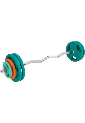 EZ-curlset 35 kg - Gietijzer - Rubber Coating - Halter met Gewichten - 30 mm