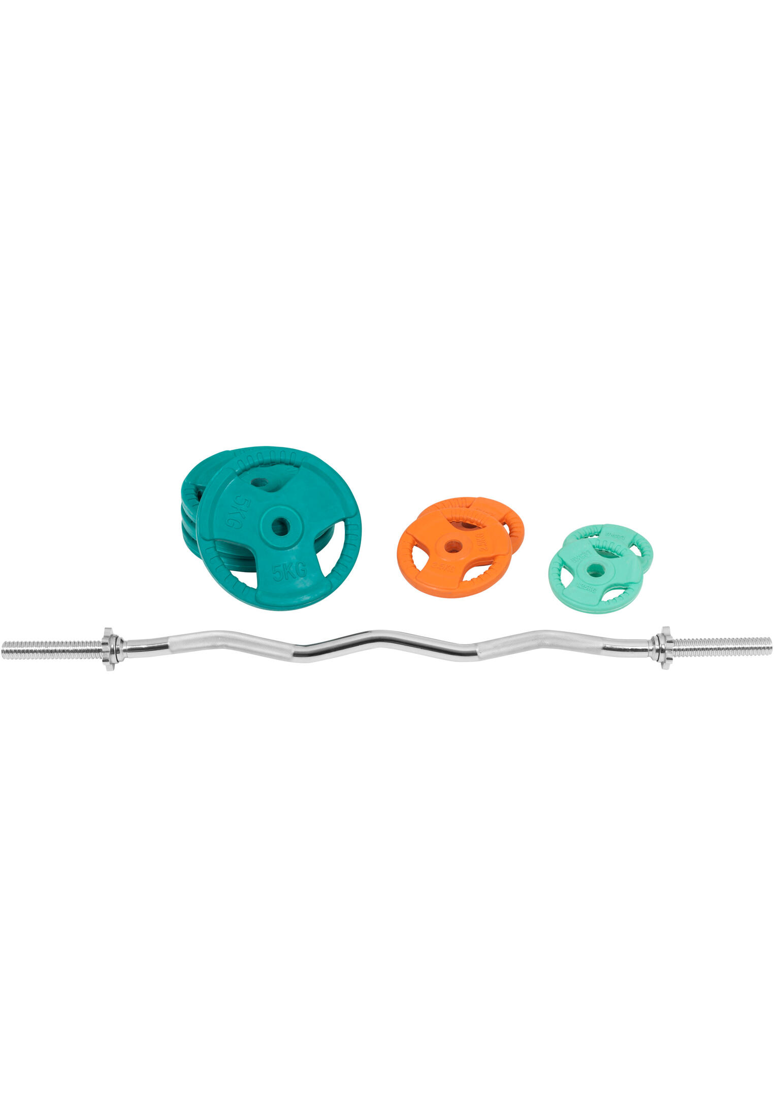 KIT 35KG AVEC POIDS EN CAOUTCHOUC GRIP ET BARRE CURL | DIAMETRE 30/31MM | MUSCUL 2/6