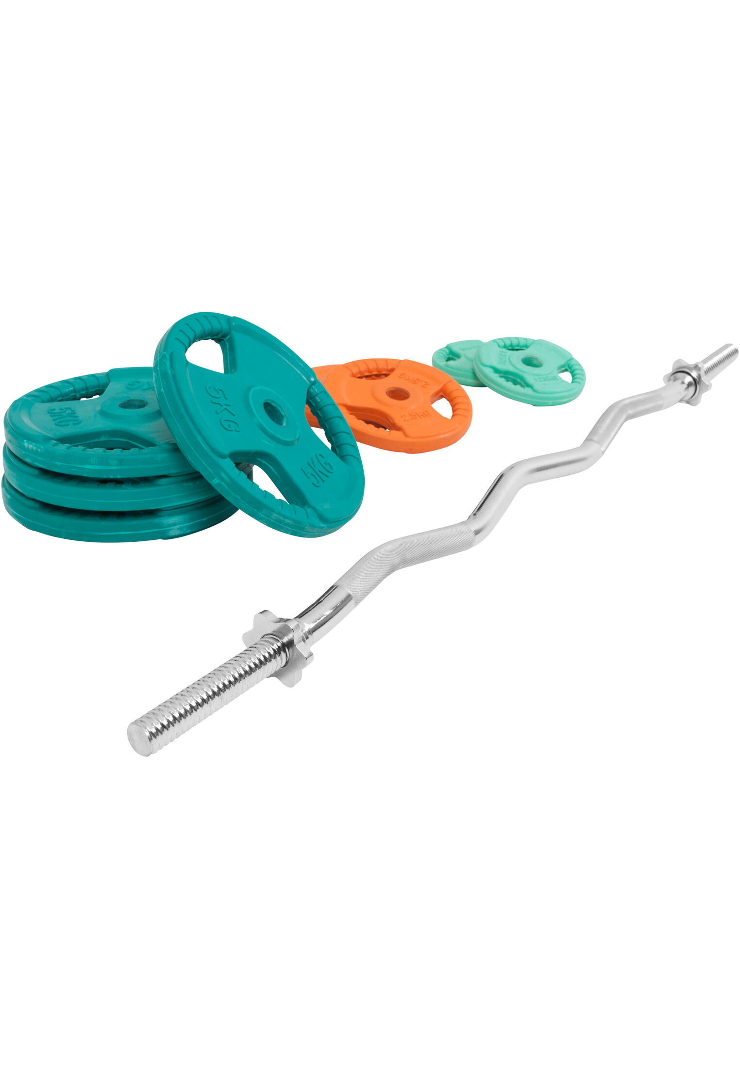 KIT 35KG AVEC POIDS EN CAOUTCHOUC GRIP ET BARRE CURL | DIAMETRE 30/31MM | MUSCUL 4/6