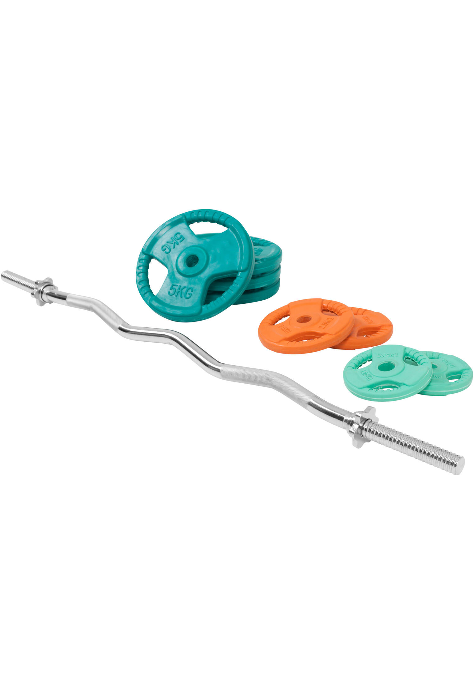 KIT 35KG AVEC POIDS EN CAOUTCHOUC GRIP ET BARRE CURL | DIAMETRE 30/31MM | MUSCUL 3/6