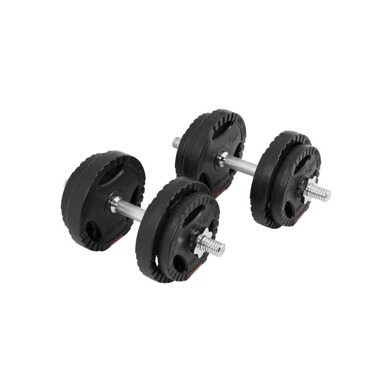 KIT HALTÈRES COURT 20KG AVEC DISQUES PLASTIQUES GRIP | MUSCULATION | 30MM/31MM