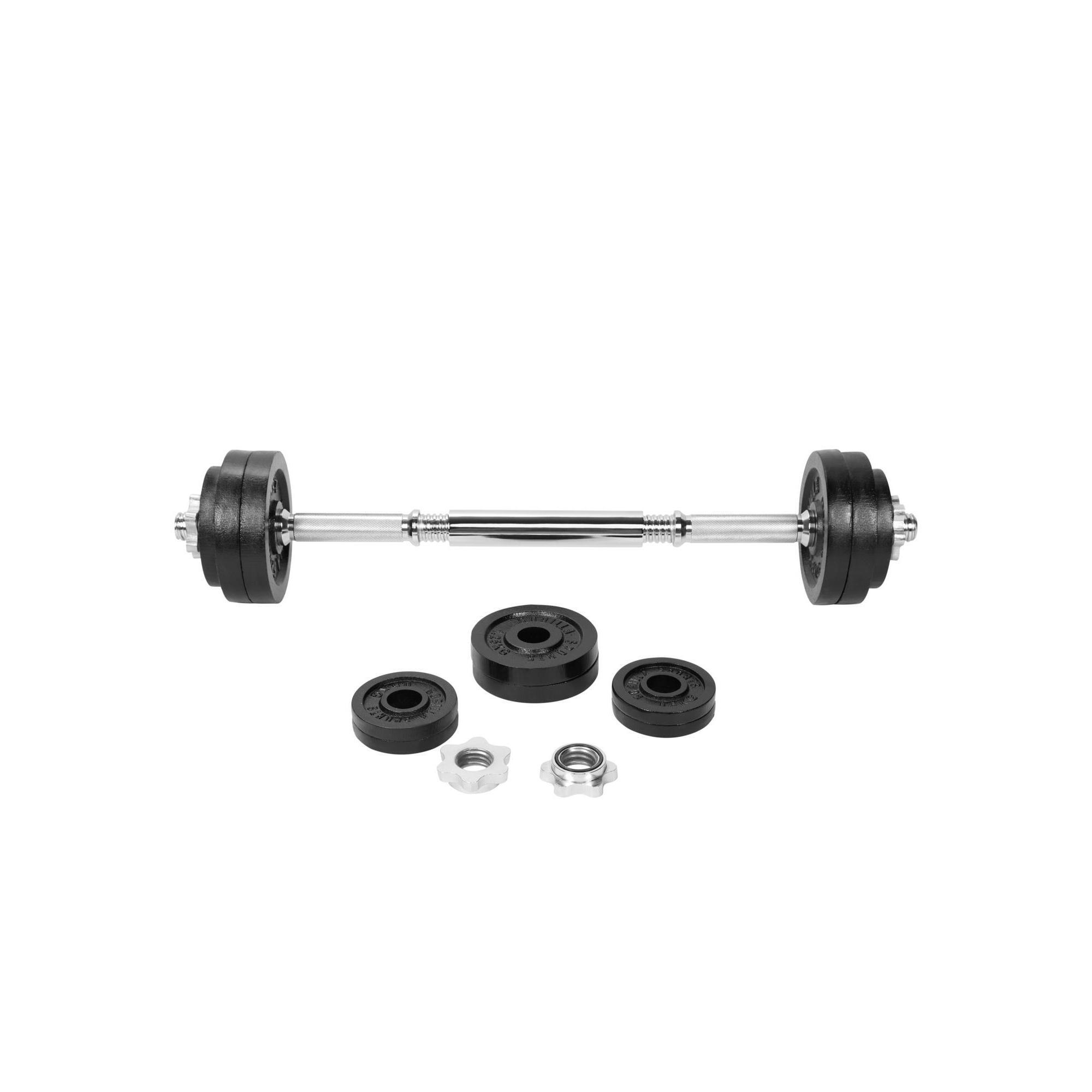 Gorilla Sports - Kit Haltères Modulable Deux En Un 22kg| Haltères Courts + Long | Musculation - Kit Haltères - Noir - 22 Kg - Decathlon