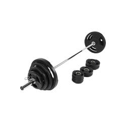 Set d'haltère long de 130 kg - Barre longue de 218 cm + poids grip avec revêteme