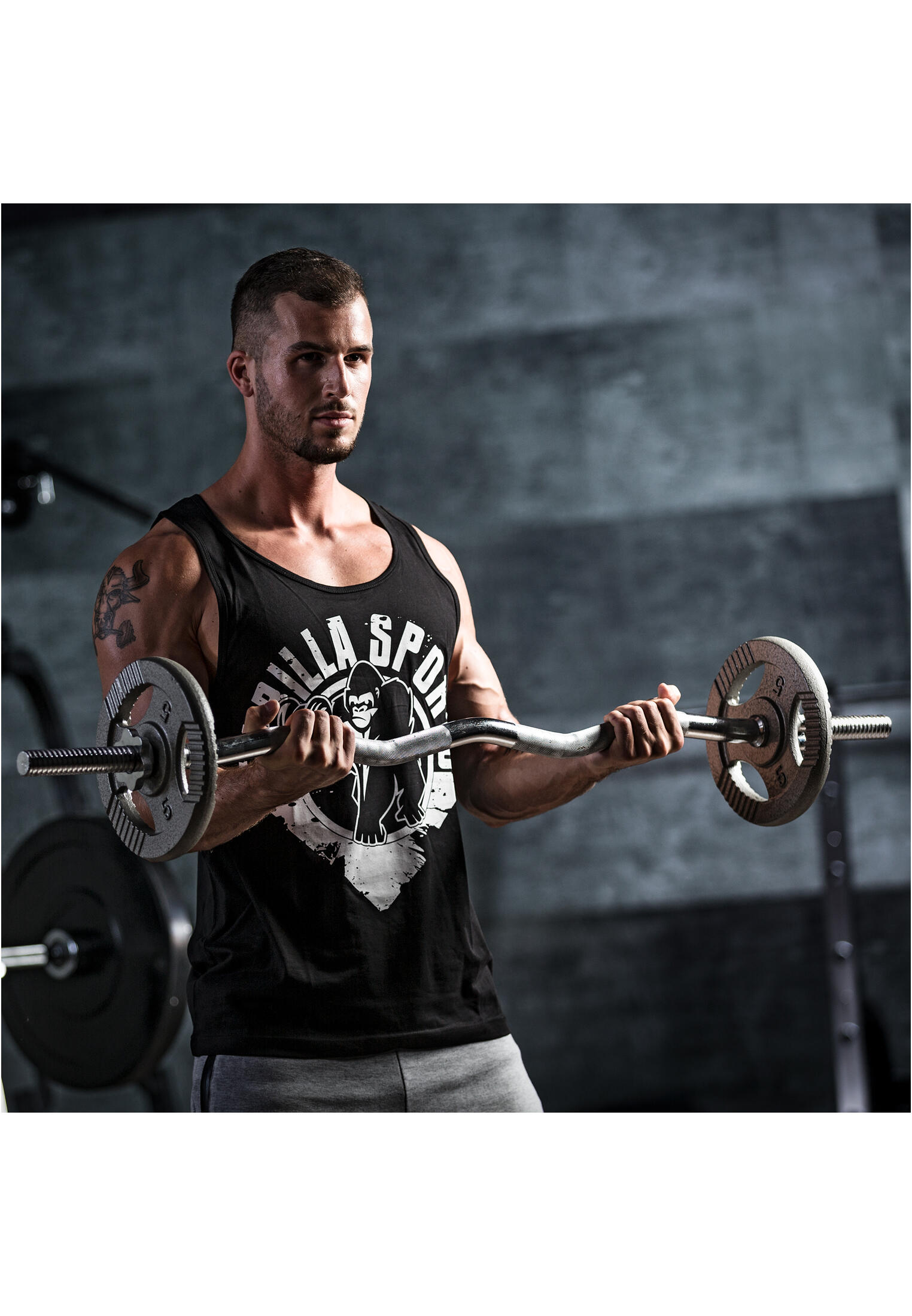 SET D'HALTERES AVEC DISQUES POIGNÉES GRIP + BARRE CURL 35 KG | MUSCULATION 3/7