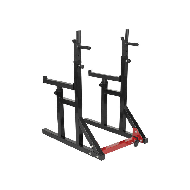 Kit Musculación Olímpico 30 Kg con Rack Sentadillas Gorilla Sports Negro/Rojo