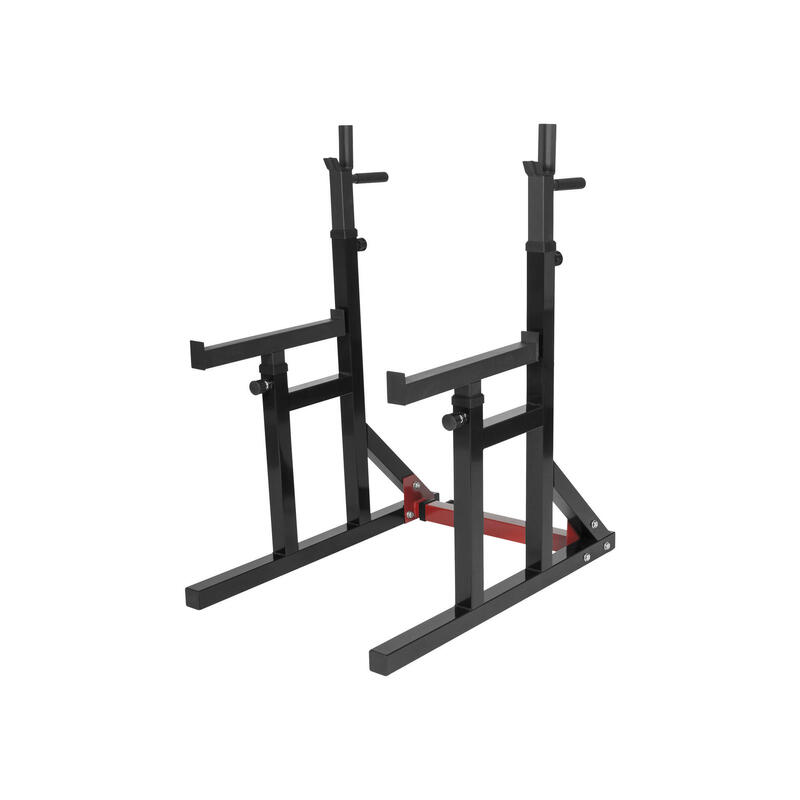 Kit Musculación Olímpico 30 Kg con Rack Sentadillas Gorilla Sports Negro/Rojo