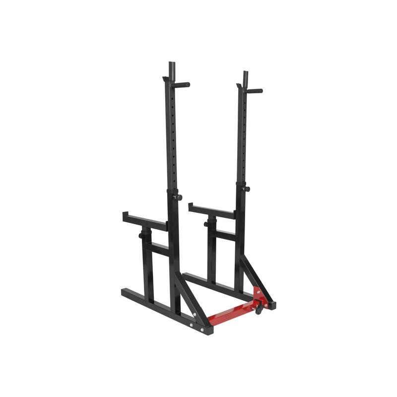 Kit Musculación Olímpico 30 Kg con Rack Sentadillas Gorilla Sports Negro/Rojo