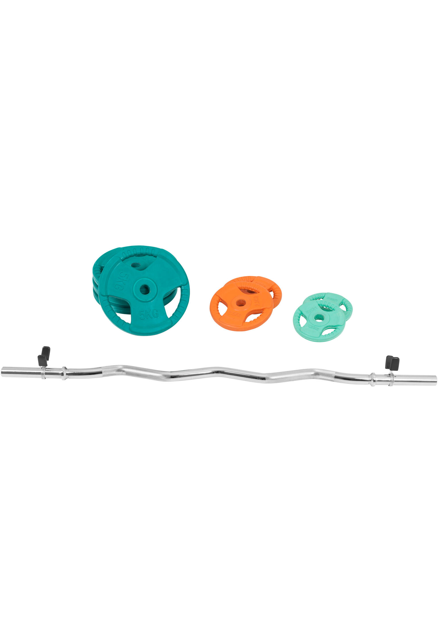 KIT 35KG AVEC POIDS EN CAOUTCHOUC GRIP ET BARRE CURL | DIAMETRE 30/31MM | MUSCUL 4/7